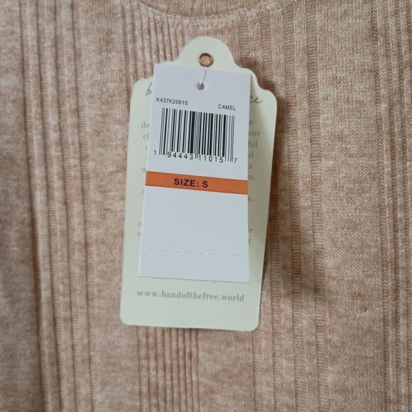 BAND OF GYPSIES Womens Sweater Top Small Cropped Camel Tan Mock Neck 3/4 Sleeve - Picture 5 of 7